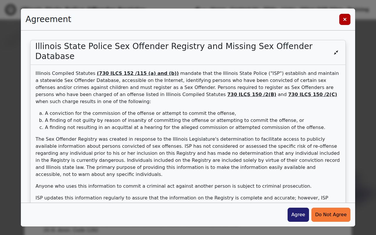 Geneva resident lookup at the Illinois State Police public registry