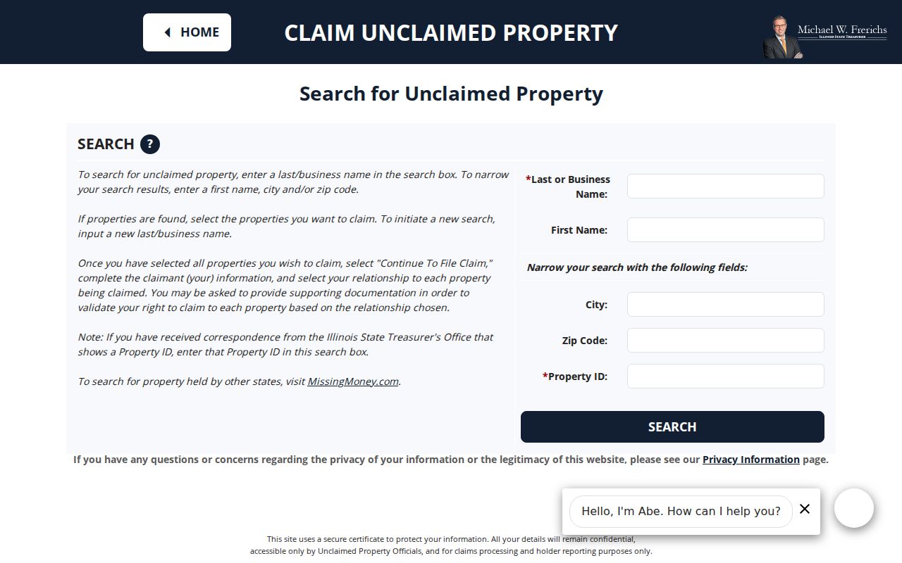 Geneva resident lookup in the Illinois I-CASH name search