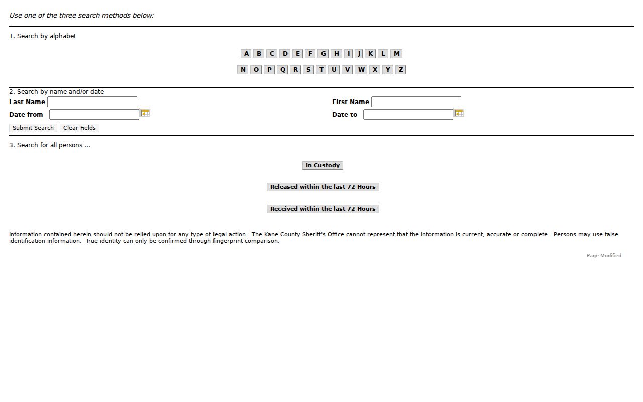 Geneva resident lookup using the Kane County detainee search